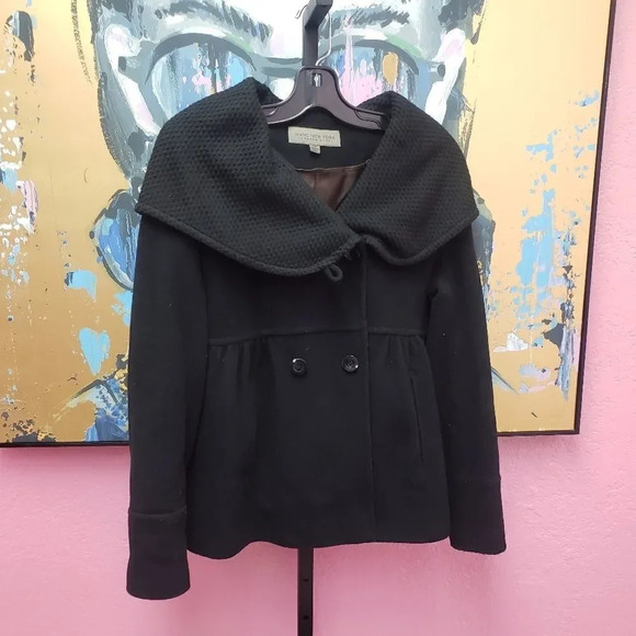 Andrew Marc Wool Blend Pea Coat with Hood - Picture 1 of 7